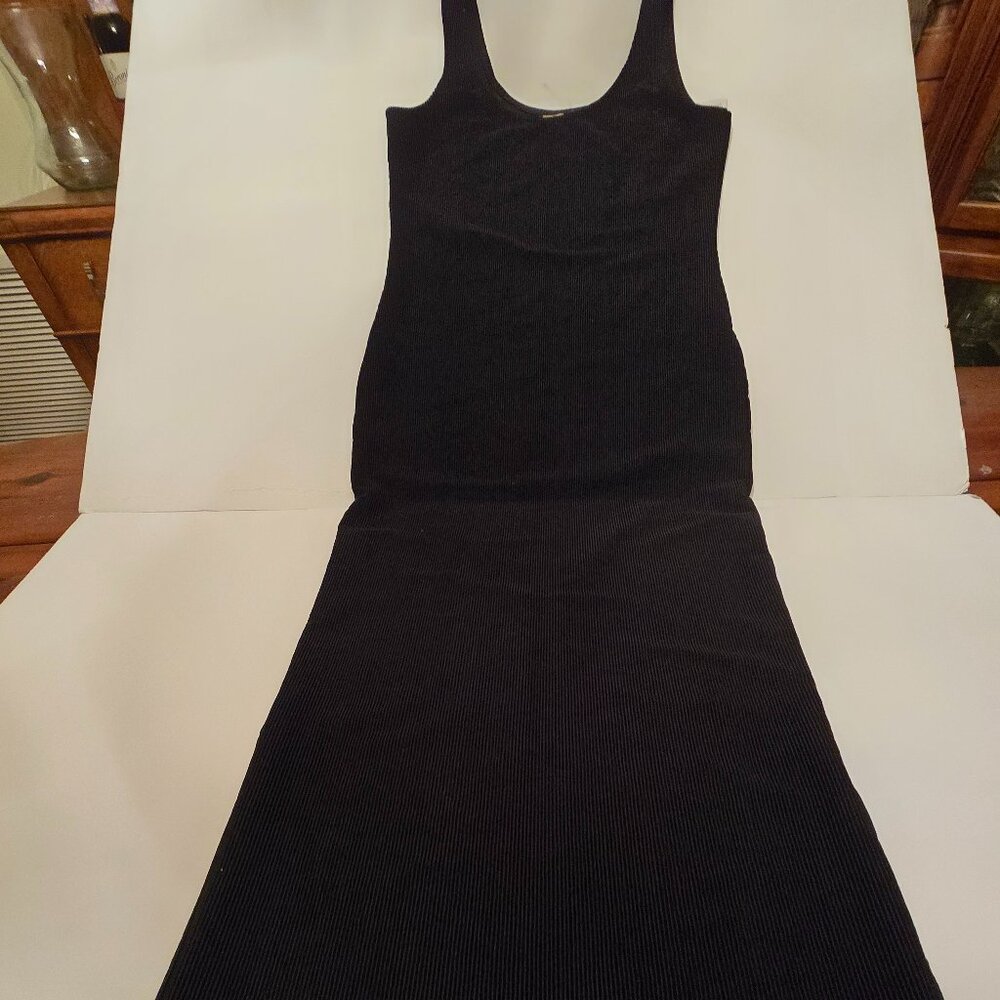 Spandex Dress Black Ribbed Sheath Sleeveless Heart to Hips Women's Medium 1990s - Picture 4 of 10